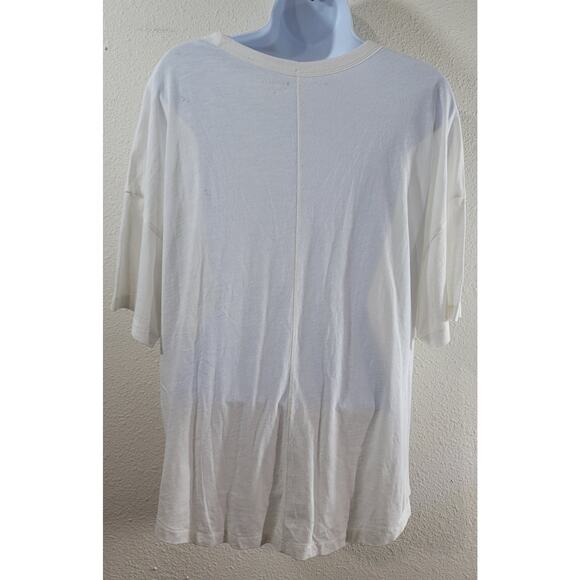 Athleta White Slub Knit Drop Shoulder Short Sleeve Top Medium Lightweight Soft - Picture 3 of 5